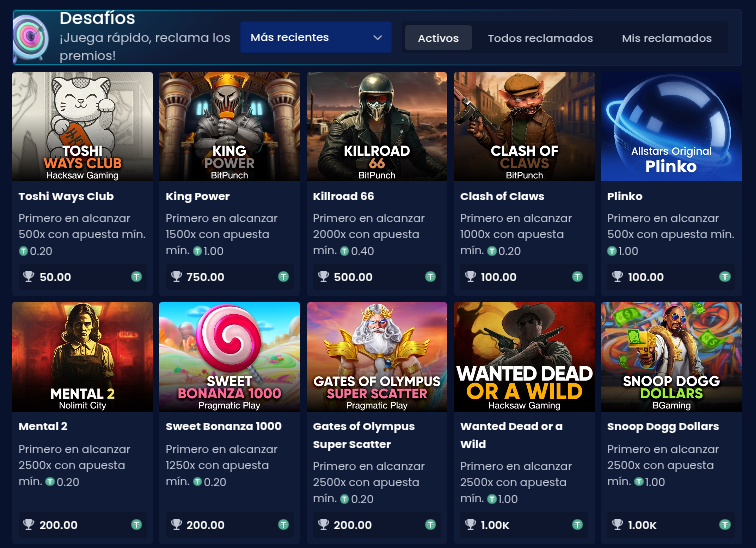 Allstars.io Casino Desafíos